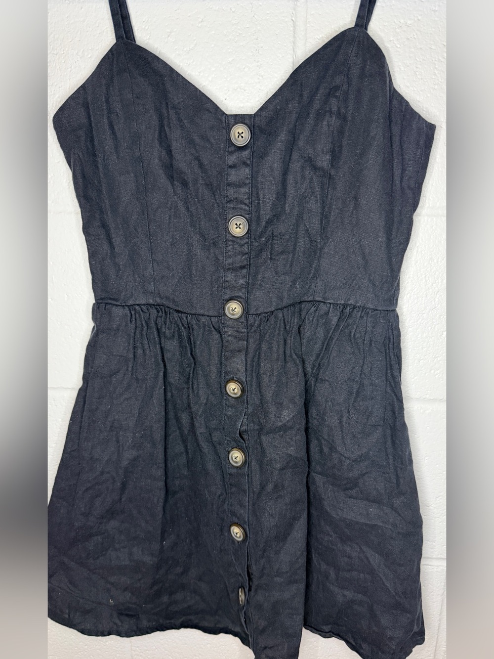 Reformation Velma Black Dress 100% Linen Size 6 - Picture 4 of 9